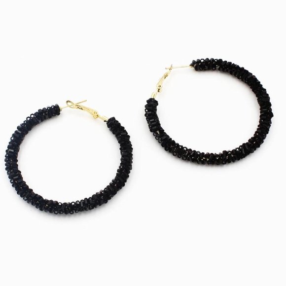 Jewelry - ☆ Black Beaded Hoops ☆